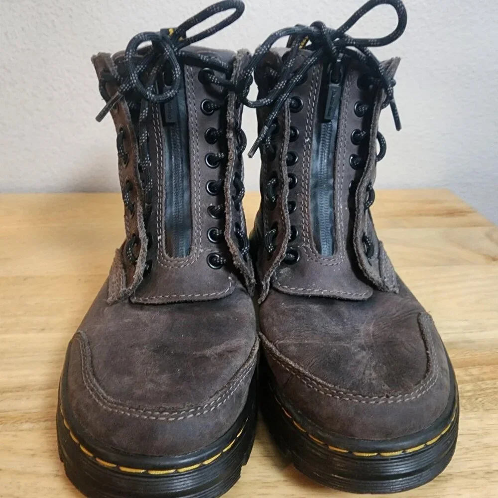 Dr Martens Combs Jungle Zip Boots Mens Size 6 Brown Lace Up Leather